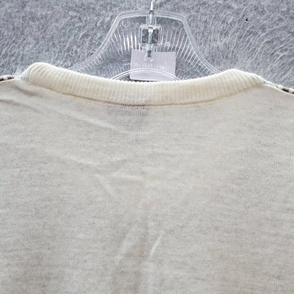 VINTAGE Man Dolfin Men Sweater White Wool Blend Long Sleeve Crew Neck READ - Picture 9 of 10